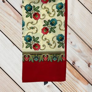 Batic casmir fond crem cu margina rosie 0203042025